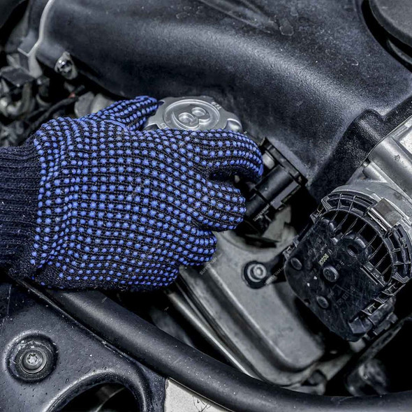 Rhinomotive Trusted Anti-Slippery Dotted Gloves, R1305, Size10, Blue