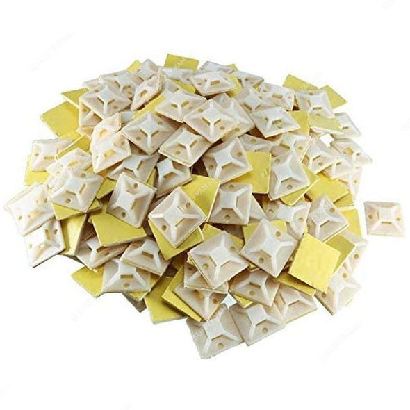 Cable Tie Mount Base, Plastic, 30 x 30MM, White/Yellow, 200 Pcs/Pack