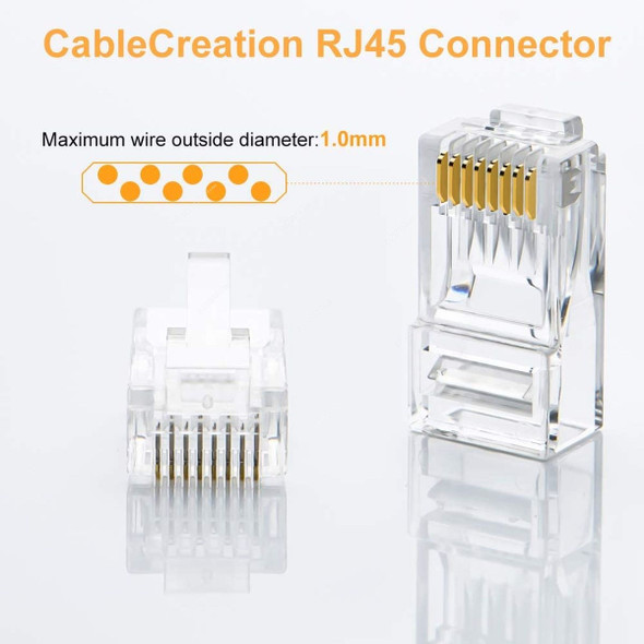 CableCreation RJ45 Female Connector, CL0190, Clear, 100 Pcs/Pack