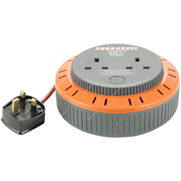 Turboreel Extension Board, 2 Way, 5 Mtrs, Orange