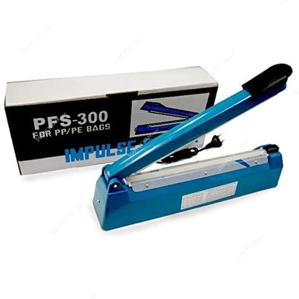 Impulse Heat Poly Bag Sealer, PFS-300, 300MM Sealing Length, 430W, Blue