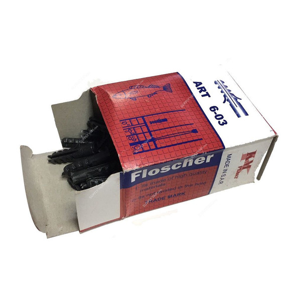 Floscher Fisher Plug, S6, Plastic, 6MM, Dark Grey, 20000 Pcs/Box