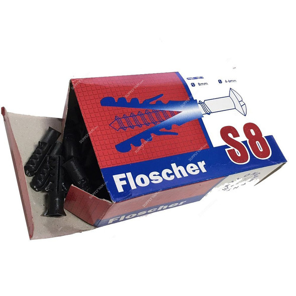 Floscher Fisher Plug, S8, Plastic, 8MM, Dark Grey, 10000 Pcs/Box