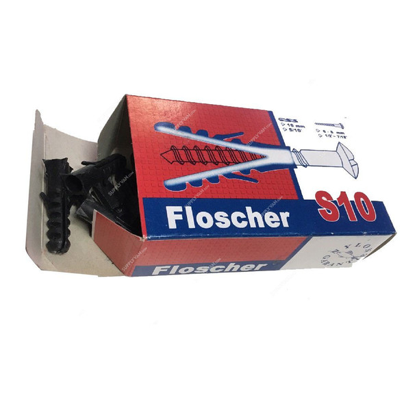 Floscher Fisher Plug, S10, Plastic, 10MM, Dark Grey, 5000 Pcs/Box