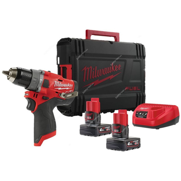 Milwaukee Cordless Percussion Drill, M12FPD-402X, Fuel, 12V, 13MM, 25500 BPM