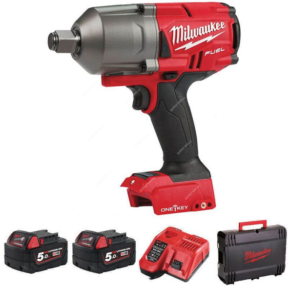 Milwaukee One Key Fuel High Torque Cordless Impact Wrench Kit, M18ONEFHIWF34-502X, 18V, 3/4 Inch Drive Size