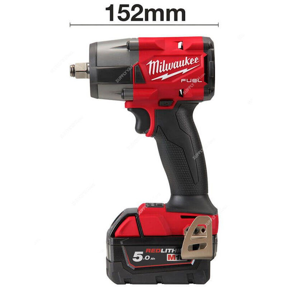 Milwaukee Mid-Torque Cordless Impact Wrench With Friction Ring, M18FMTIW2F12-0X, Fuel, 18V, 1/2 Inch