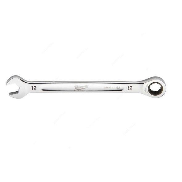 Milwaukee Ratcheting Combination Wrench, 4932471505, MaxBite, Chrome Plated, 12MM