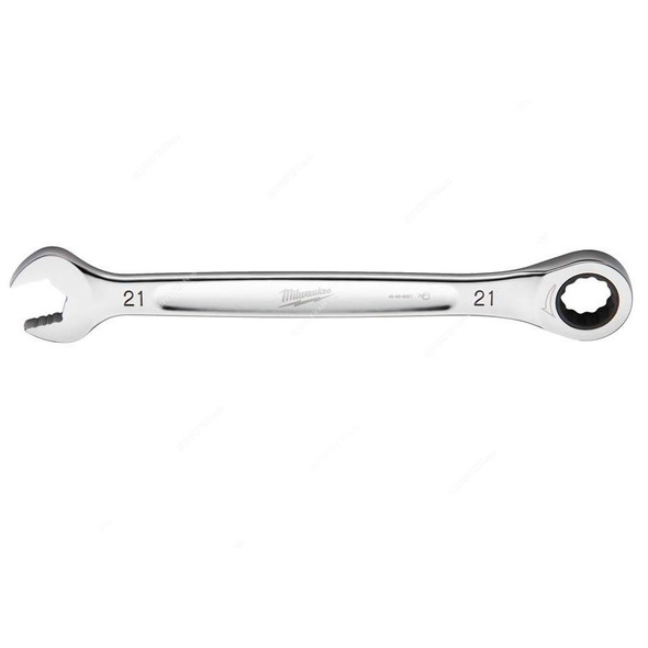 Milwaukee Ratcheting Combination Wrench, 4932471514, MaxBite, Chrome Plated, 21MM