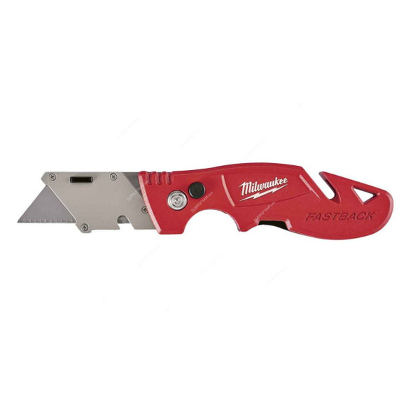 Milwaukee Flip Utility Knife With Blade Storage, 4932471358, Fastback, 6.75 Inch, Red