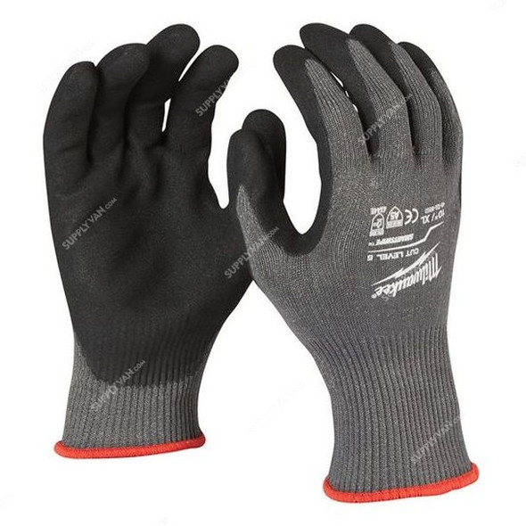 Milwaukee Dipped Gloves, 4932471426, Cut Level 5, XL, Grey