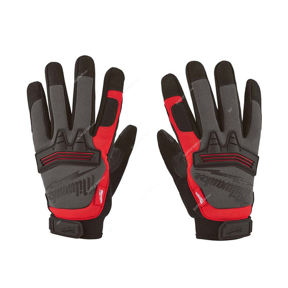 Milwaukee Work Demolition Gloves, 48229734, 2XL, Black/Red