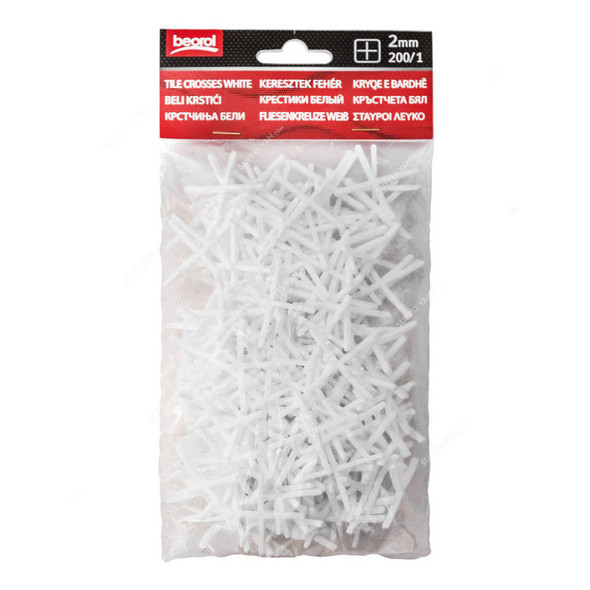 Beorol Tile Cross, K2B, Polypropylene, 2MM, White, 200 Pcs/Pack