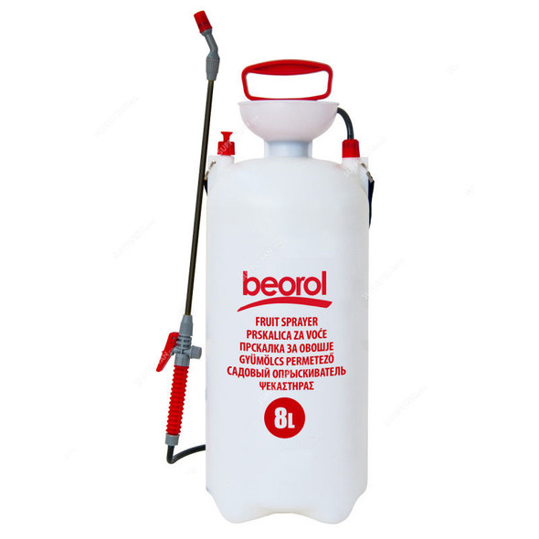 Beorol Fruit Sprayer, PZV8, Plastic, 8 Ltrs, White/Red