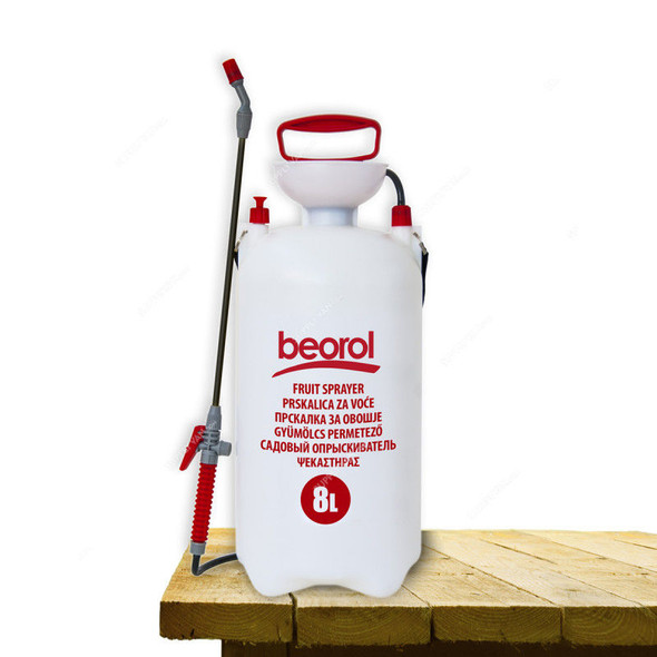 Beorol Fruit Sprayer, PZV8, Plastic, 8 Ltrs, White/Red