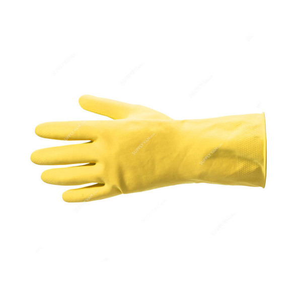 Beorol Household Safety Gloves With Flock Lining, RDMP, Latex, M, Yellow