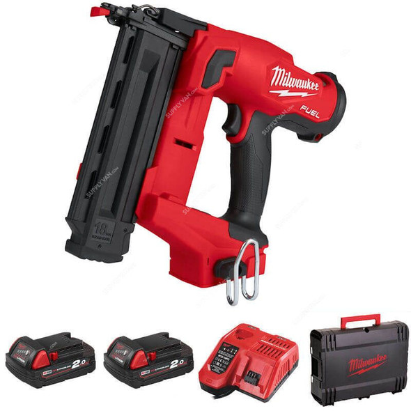 Milwaukee Gauge Finish Cordless Nailer Kit, M18FN18GS-202X, Fuel, 18V, 110 Nails, 5 Pcs/Kit