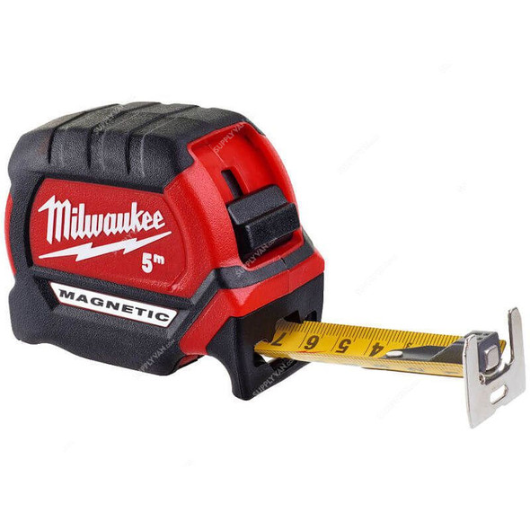 Milwaukee Premium Magnetic Tape Measure, 4932464599, 27 x 5 Mtrs, Red/Black