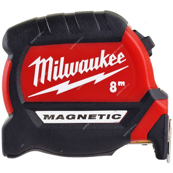 Milwaukee Premium Magnetic Tape Measure, 4932464600, 27 x 8 Mtrs, Red/Black