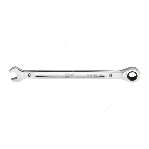 Milwaukee Ratcheting Combination Wrench, 4932471501, MaxBite, Chrome Plated, 8MM