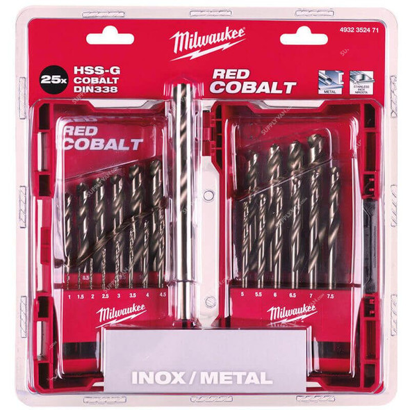 Milwaukee HSS-G Metal Drill Bit Set, 4932352471, 25 Pcs/Set