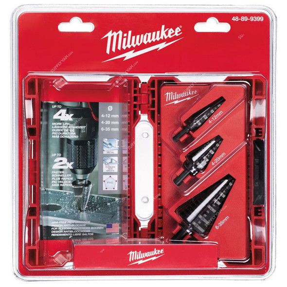 Milwaukee Step Drill Bit Set, 48899399, 3 Pcs/Set