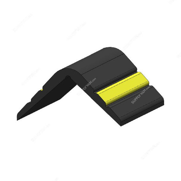 Warrior Corner Guard With Yellow Strip, Rubber, 75MM x 75MM Wing Size, 1 Mtr Length, Black
