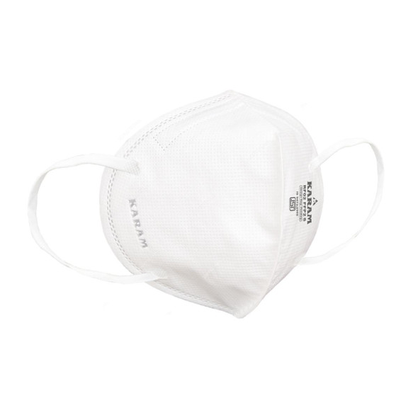 Karam FFP2 Disposable Respirator Mask, RF02, Polypropylene, White, 50 Pcs/Pack