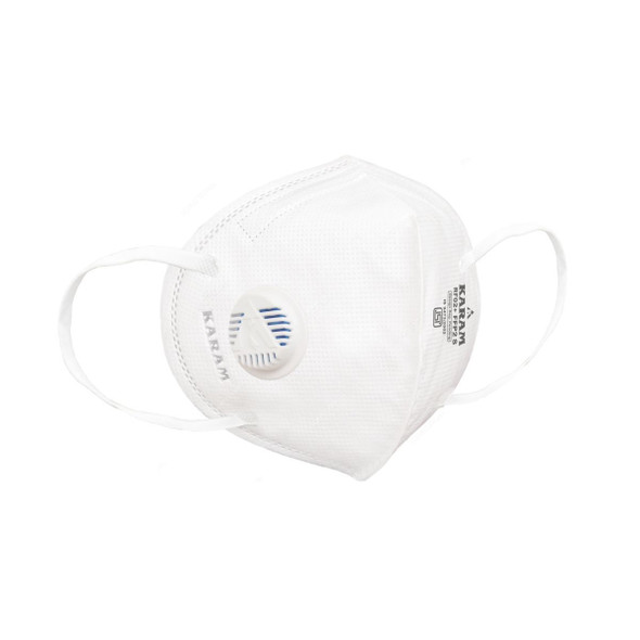 Karam FFP2 Disposable Respirator Mask With Valve, RF02plus, Polypropylene, White, 20 Pcs/Pack
