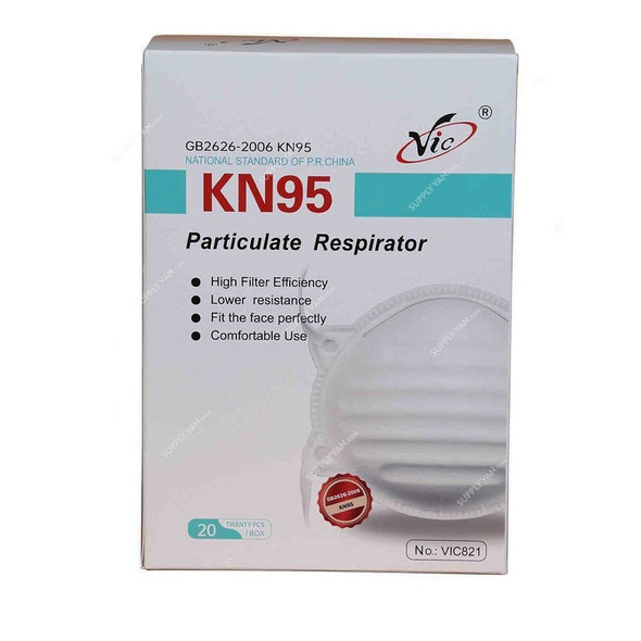 Vic KN95 Particulate Respirator, VIC821, RAN, White, 20 Pcs/Pack