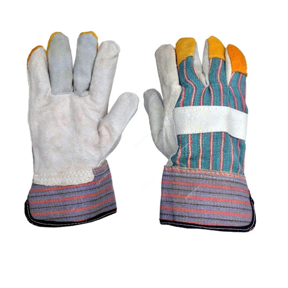 Single Palm Leather Working Gloves, MOP, Blue, 12 Pcs/Pack