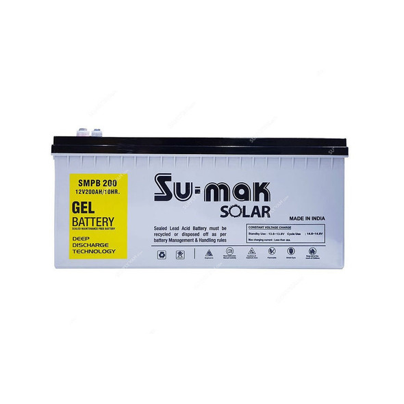 Su-Mak Solar Deep Cycle Gel Battery, SMPB-200, 12V, 200Ah, 10 Hrs