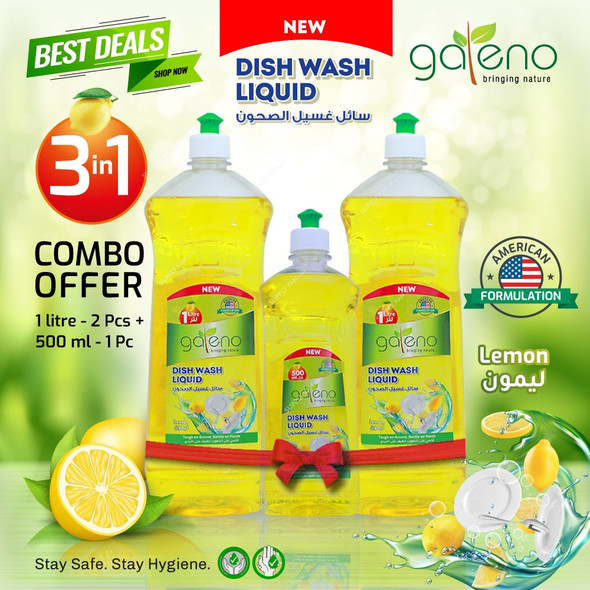 Galeno 3 In 1 Dish Wash Liquid, Lemon