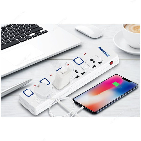 Sonashi 4 Way Extension Socket, SES-804, 13A, 3 Mtrs Cable Length Sonashi 4 Way Extension Socket, SES-804, 13A, 3 Mtrs Cable Length