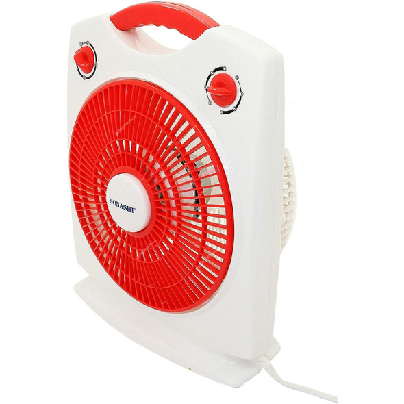 Sonashi Box Fan, SBF-7030, 10 Inch, 50W, Red