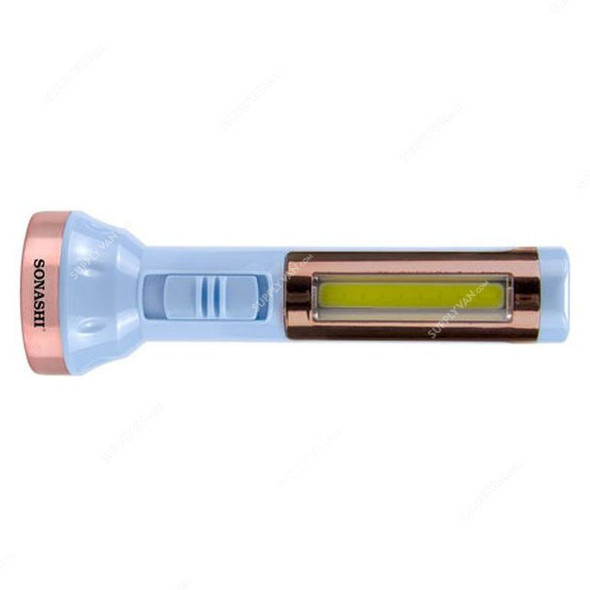 Sonashi Rechargeable LED Torch With Micro USB and Mobile Charge Function, SPLT-121U, 1200mAh, Blue