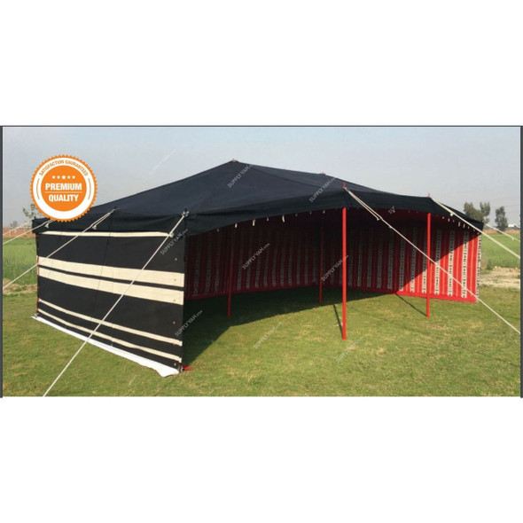 Arabic Deluxe Tent, AMT-124-2L, Iron Stick, 8 x 5 Yard, Black/White