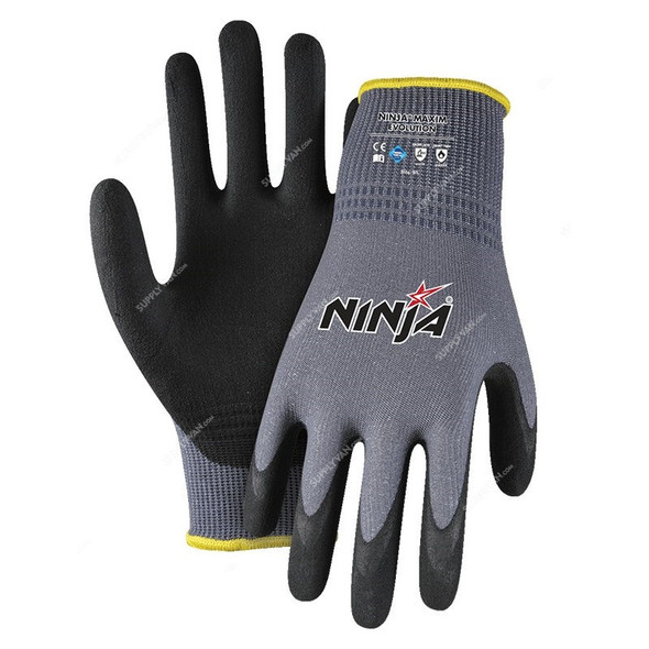 Ninja Coated Gloves, Maxim Evolution, NFT, Nylon, XL, Black/Grey