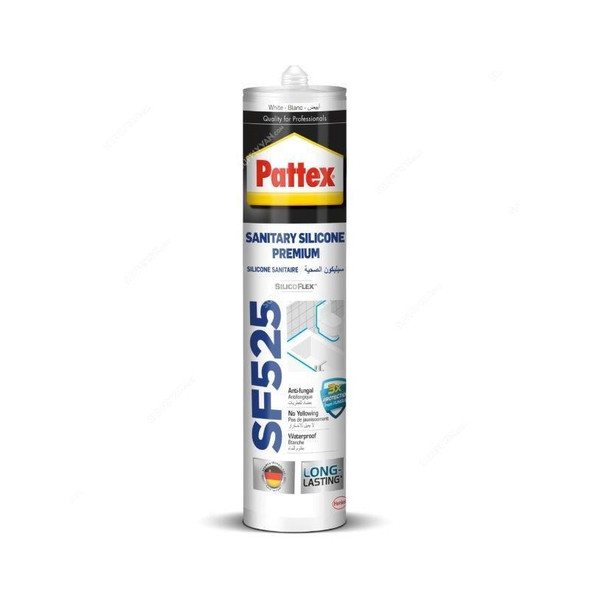 Pattex Premium Sanitary Silicone Sealant, SF525, 280ML, White, 24 Pcs/Pack
