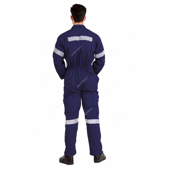 Coverall With Reflective Tape, R989, Twill Cotton, M, Dark Blue