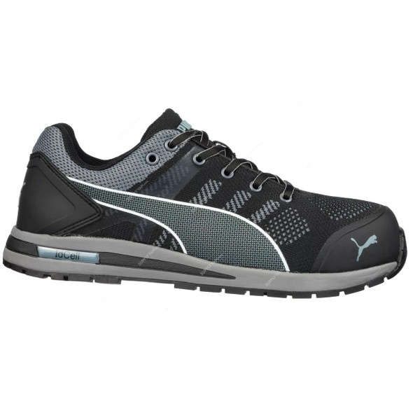 Puma Elevate Knit Low Ankle Safety Shoes, 643160, S1P-ESD-HRO-SRC, Size40, Black