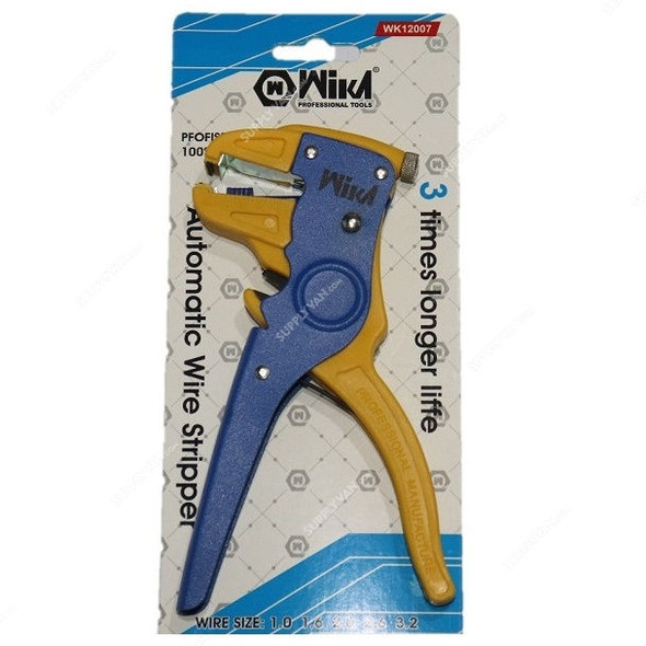 Wika F-Style Wire Stripper And Cutter, WK12007, 1.0 to 3.2MM Cutting Capacity, Blue/Orange
