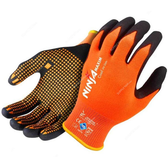 Ninja Multipurpose Gloves, NMXMDOO-HV, Maxim Cool, Nylon, L, Black/Orange
