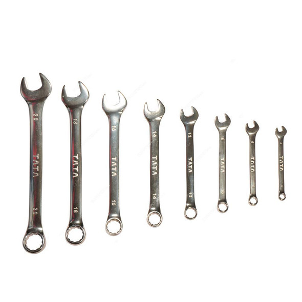 Tata Agrico Combination Spanner Set, SPC015, Silver, 8 Pcs/Set