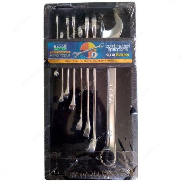 Tata Agrico Combination Spanner Set, SPC015, Silver, 8 Pcs/Set