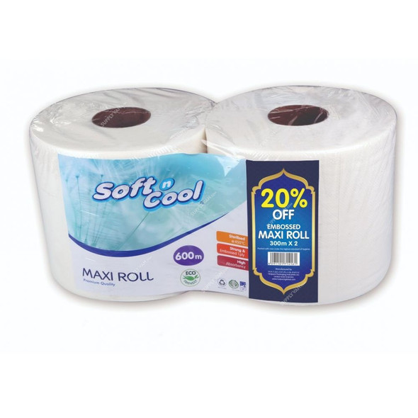 Hotpack Soft N Cool Twin Pack Maxi Roll, PASNCMR1WTP, 2 Ply, 600 Mtrs, 2 Pcs/Pack