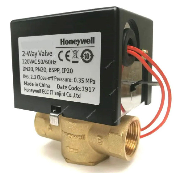 Honeywell Two-Way FCU Electric Valve Actuator, VS82C20PP, 3/4 Inch, BSPP, Black/Gold