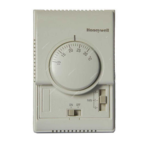 Honeywell Manual 3-Speed Fan Coil Thermostat, T6373A1108, White