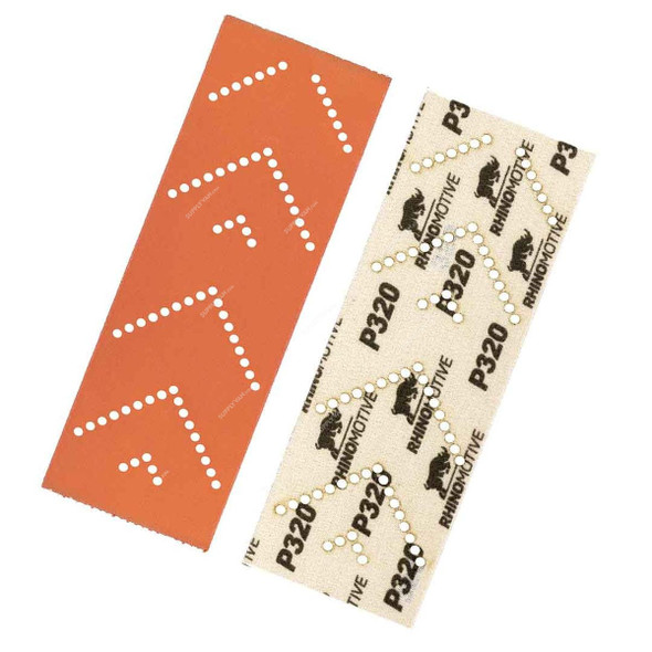 Rhinomotive Extreme+ Sandpaper Sheet, R1525, 70MM x 198MM, P320, Orange, 55 Pcs/Box