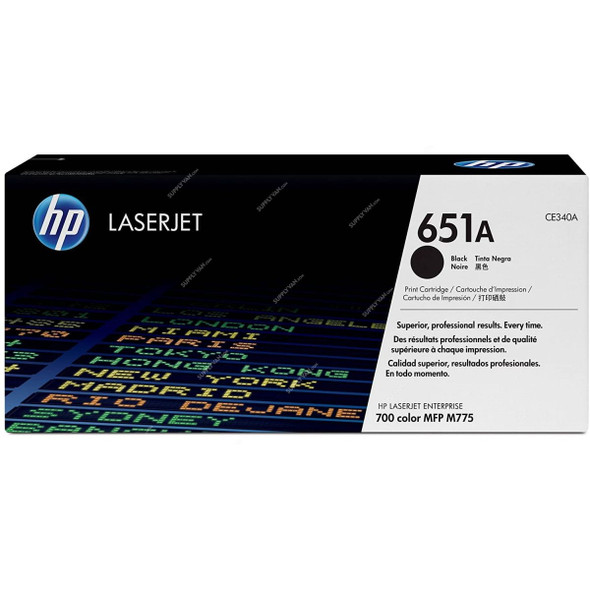 HP Original LaserJet Toner Cartridge, CE340A, 651A, Black